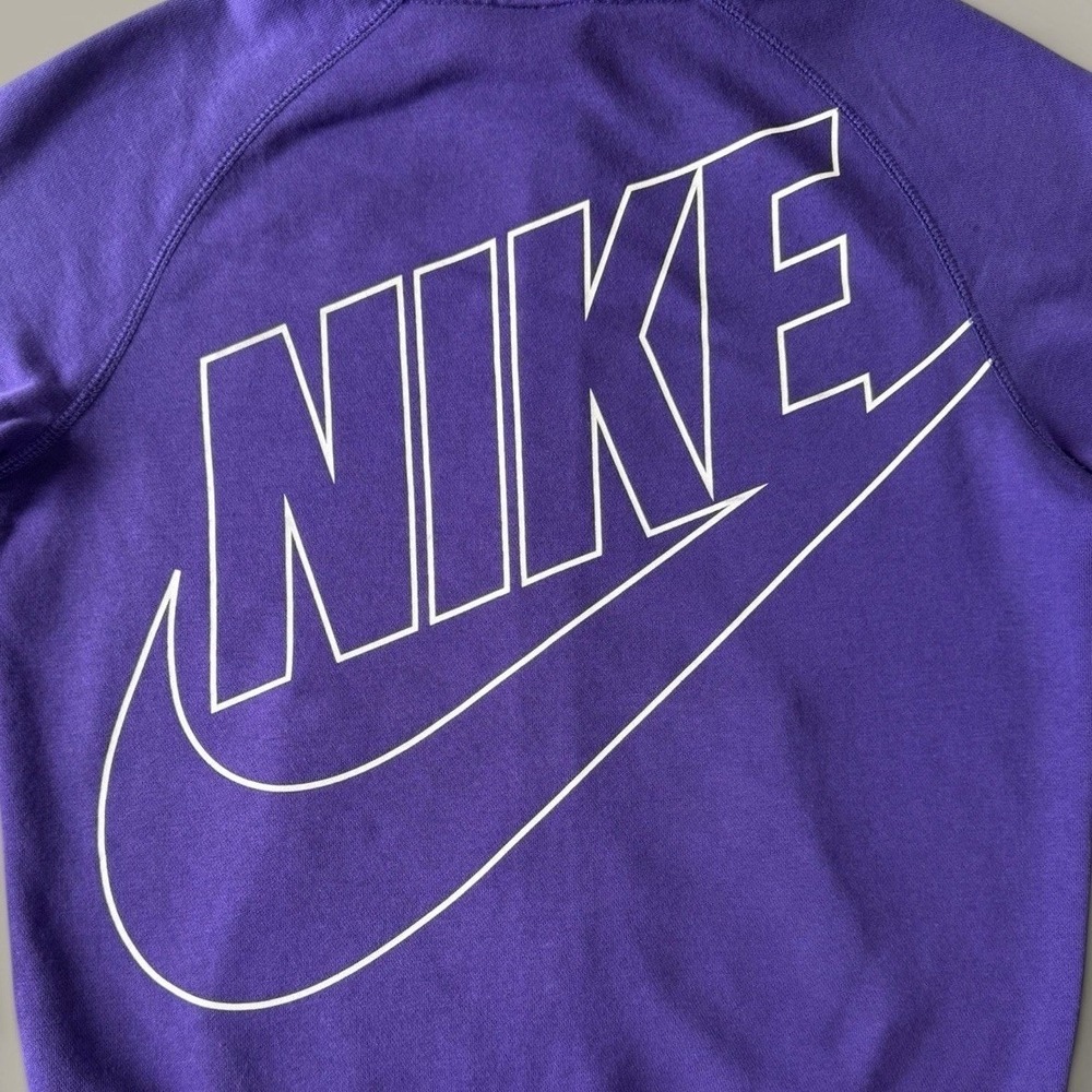 Nike Big Logo Full Zip Hoodie Fleece Size M Purple Raglan Graphic Sweatshirt - Picture 3 of 7
